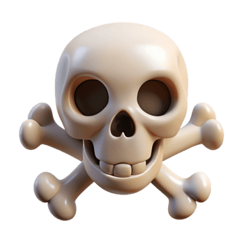 Skull and Crossbones Cartoon on Transparent Background, 3D Rendering png