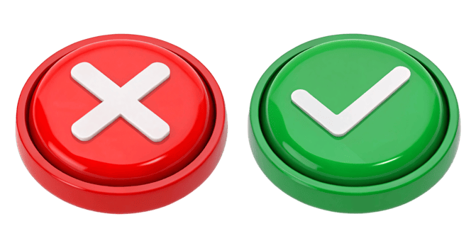 Bold Red Cancel and Green Check Buttons for Decision Making Interface png