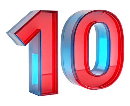 Glossy Red and Blue 3D Number Ten for Modern Design and Counting Display png
