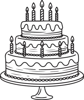 Hand-drawn Two-Tiered Birthday Cake with Candles vector