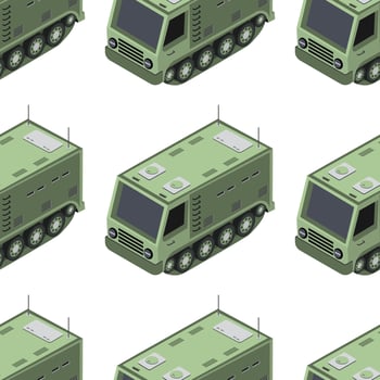 A pattern of military vehicles a white background vector