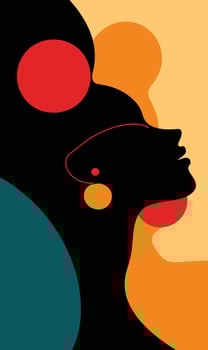 A woman's silhouette is shown with a red, orange and yellow background vector