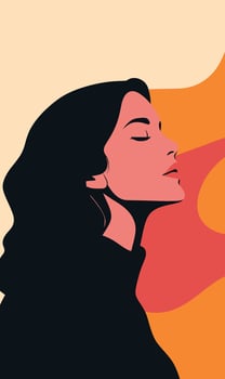 A woman with her eyes closed and her head up vector