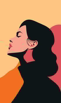 A woman with her head up and her earrings in her ear vector