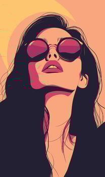 A woman with sunglasses and a pink background vector