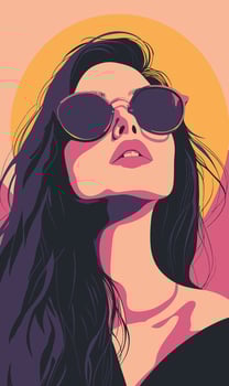 A woman with long hair and sunglasses vector