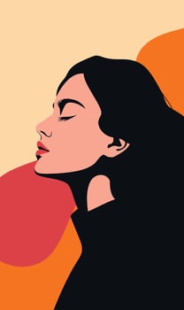 A woman with her eyes closed and her head tilted up vector
