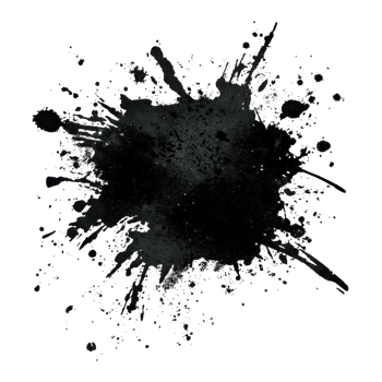 Dark, explosive ink splatter pattern on a black background. png