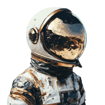 Close-up view of an astronaut's spacesuit and helmet. png