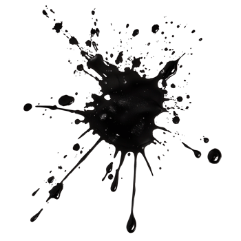 Dark, viscous liquid splatters against a black background. png