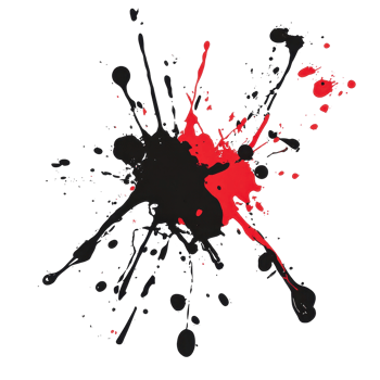 Exploding splashes of crimson and ebony paint. png