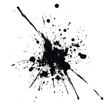 Dark, fluid splatter explosion against a black backdrop. png