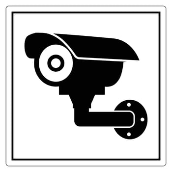 Black and White Security Camera Icon for Surveillance System and Safety Measures vector