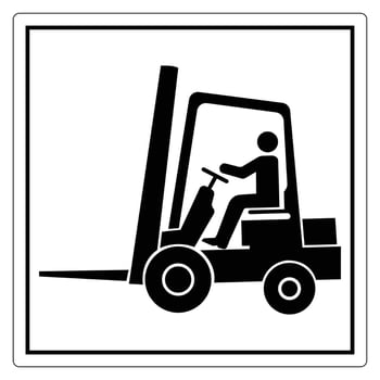 Black and White Icon of Forklift Operator on Vehicle for Industrial Use vector