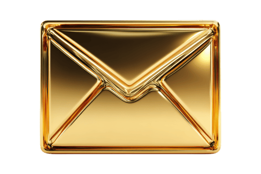 Modern 3d golden envelope display png