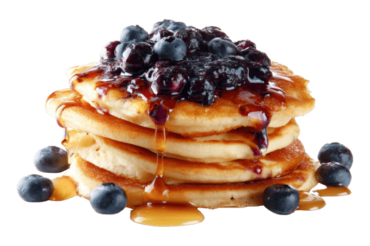 Delicious berries on fluffy pancakes png