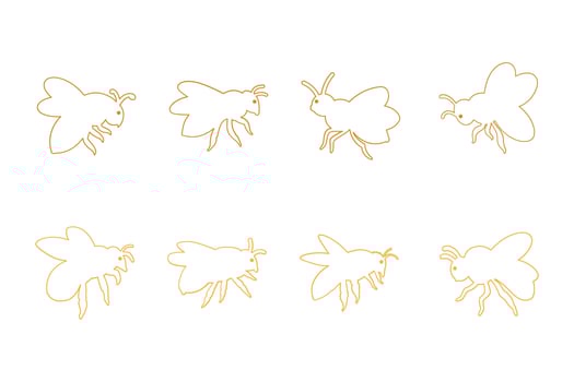 Honey Bee Outline Icon Set vector