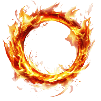 Fiery ring of flames encircles a multicolored space. png