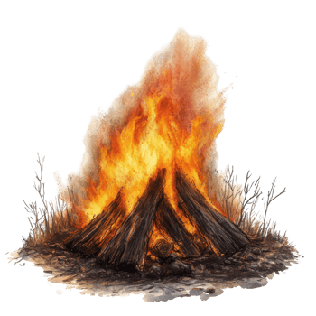 A vibrant bonfire's fiery display. png