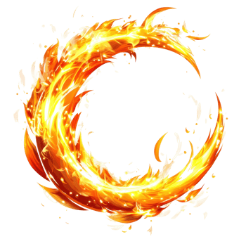 Fiery, swirling ring of flames in a circular pattern. png