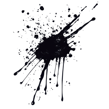 Dark, splatter-like ink blot on a black background. png