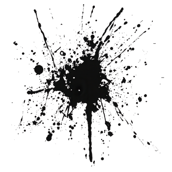A dramatic, dark ink splatter pattern against a black background. png