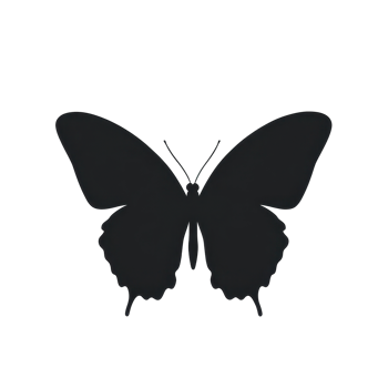 Silhouette of a dark butterfly in flight. png