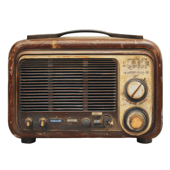Antique, weathered vintage radio receiver. png
