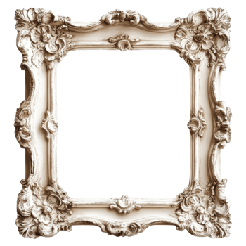 Ornate antique style frame, showcasing decorative carvings. png