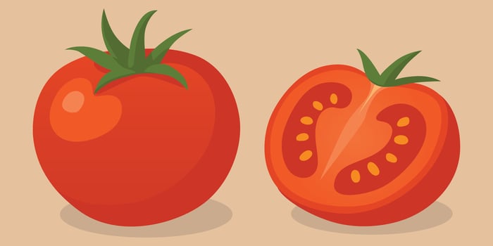Set of Tomato with Half Flat Illustration vector