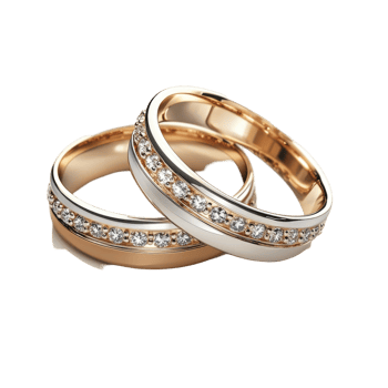 Elegant, two-toned wedding bands with diamond accents. png