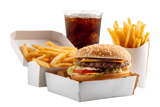 Fast food feast close-up view png