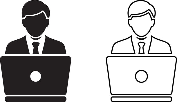 Business Professional Icon at Laptop vector