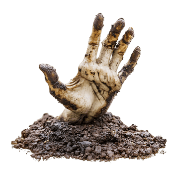 Spread Fingered Hand Emerging from Earth png