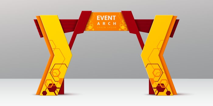 Gate arch for event entrance red, yellow, orange vector