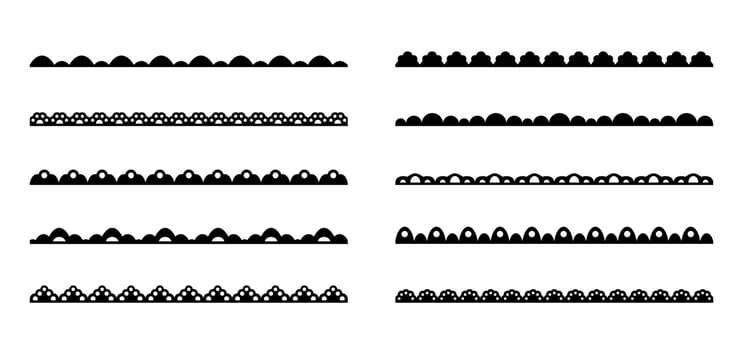 Scallop lace ornament frames, edge borders set vector