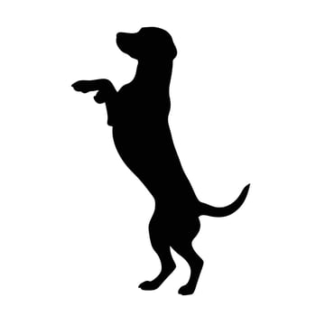 Dog Silhouette Standing Upright Illustration On Isolated White Background vector