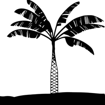 Black And White Silhouette Illustration Of A Palm Tree On The Beach vector