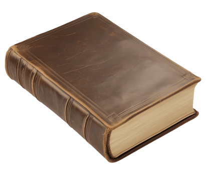 Old book with brown cover isolated on transparent background png