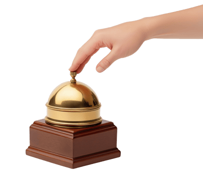 Hand pressing a service bell isolated on transparent background png