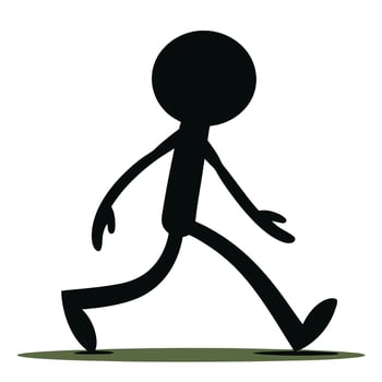 Simple Black Stick Figure Walking Silhouette Illustration On White Background vector