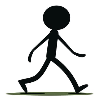 Simple Black Stick Figure Walking Illustration On White Background Great For Infographics vector
