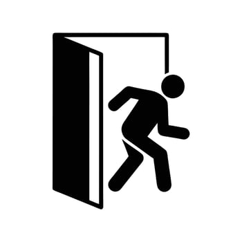 Emergency Exit Sign Icon Person Running Out Of Door Illustration vector
