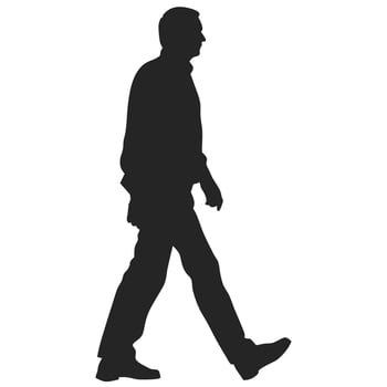 Silhouette Of Mature Man Walking Forward Confidently In Casual Attire vector