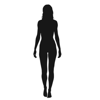 Elegant Female Silhouette Walking Forward Full Body Isolated On White Background vector