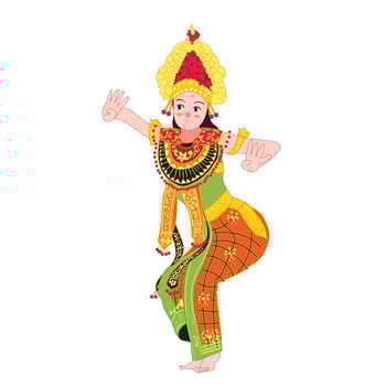 Cute Balinese dancer illustration in traditional costume, showing culture, heritage, art, and tradition vector