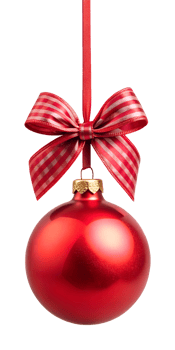 red Christmas ball with bow png