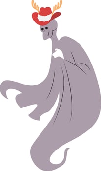Christmas Ghost Cowboy Antler Hat Digital Art vector