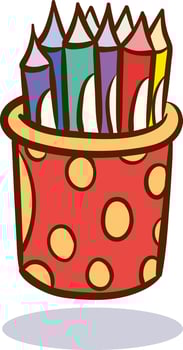 illustration of colored pencils in a polka dot vase vector