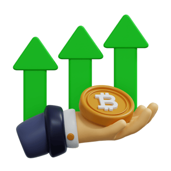 Hand Holding Coin with Upward Arrows Showing Growth png